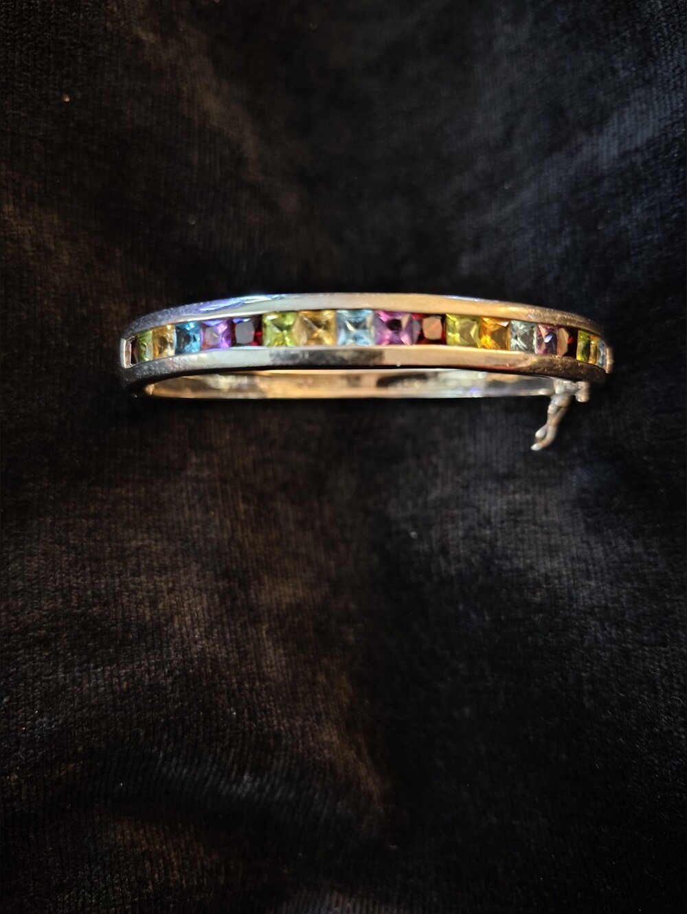Sterling Silver Multi-gemstone Bangle Bracelet